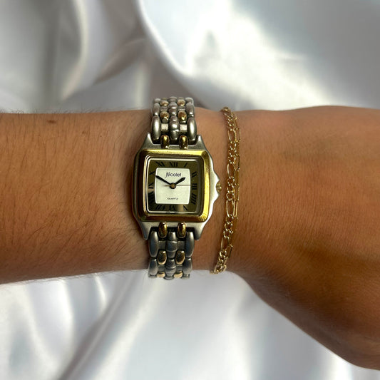 Nicolet Gold & Silver Watch (Cartier Dupe)