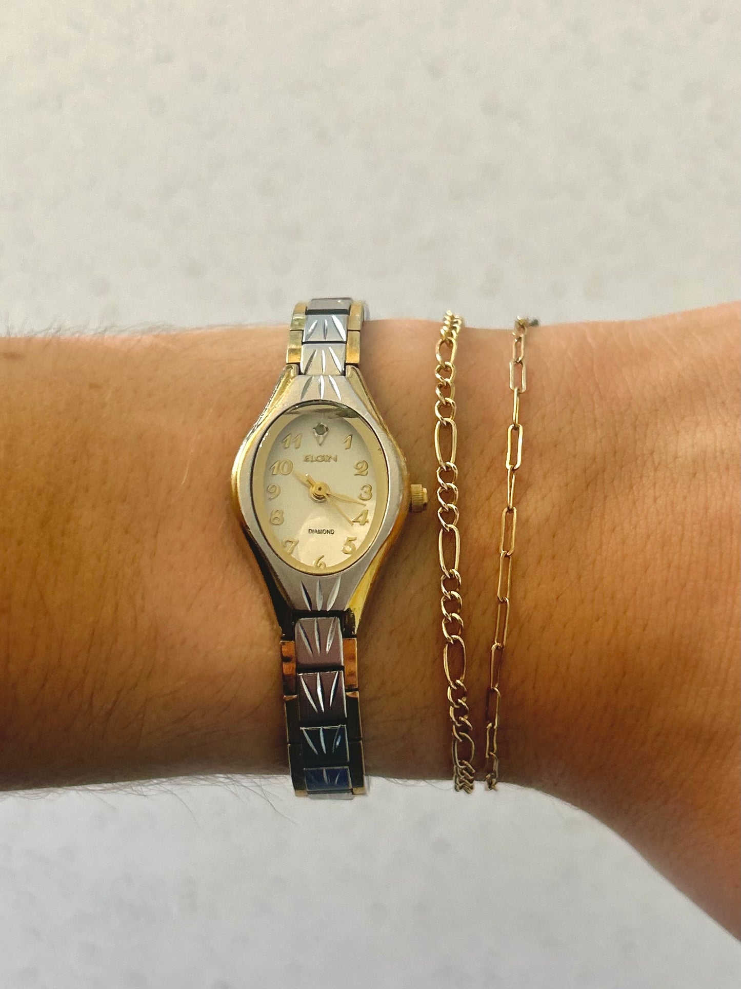 Silver & Gold Elgin Dainty Watch