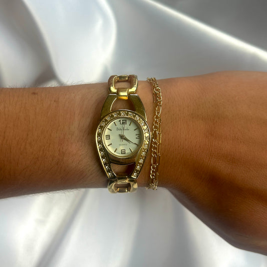 Delta Burke Gold Rings Watch with Crystals