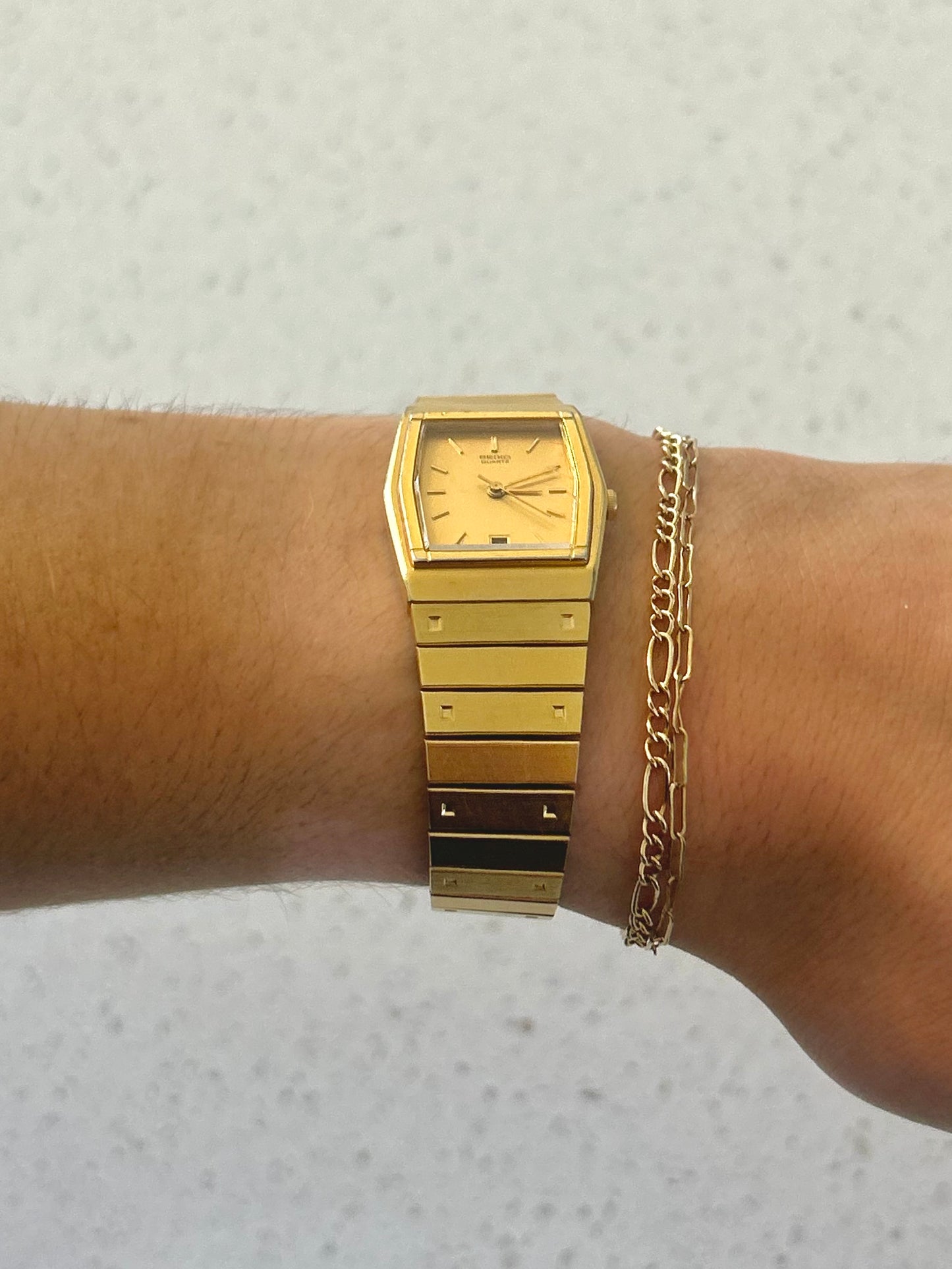 Shiny Gold Flat Seiko Watch