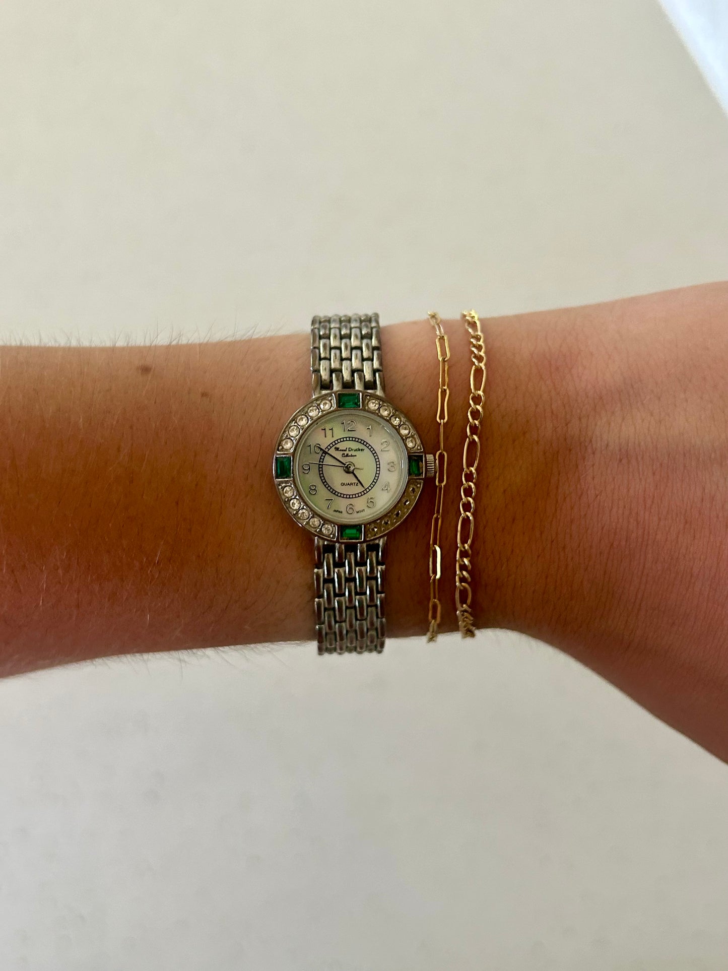Silver & Green Crystal Watch