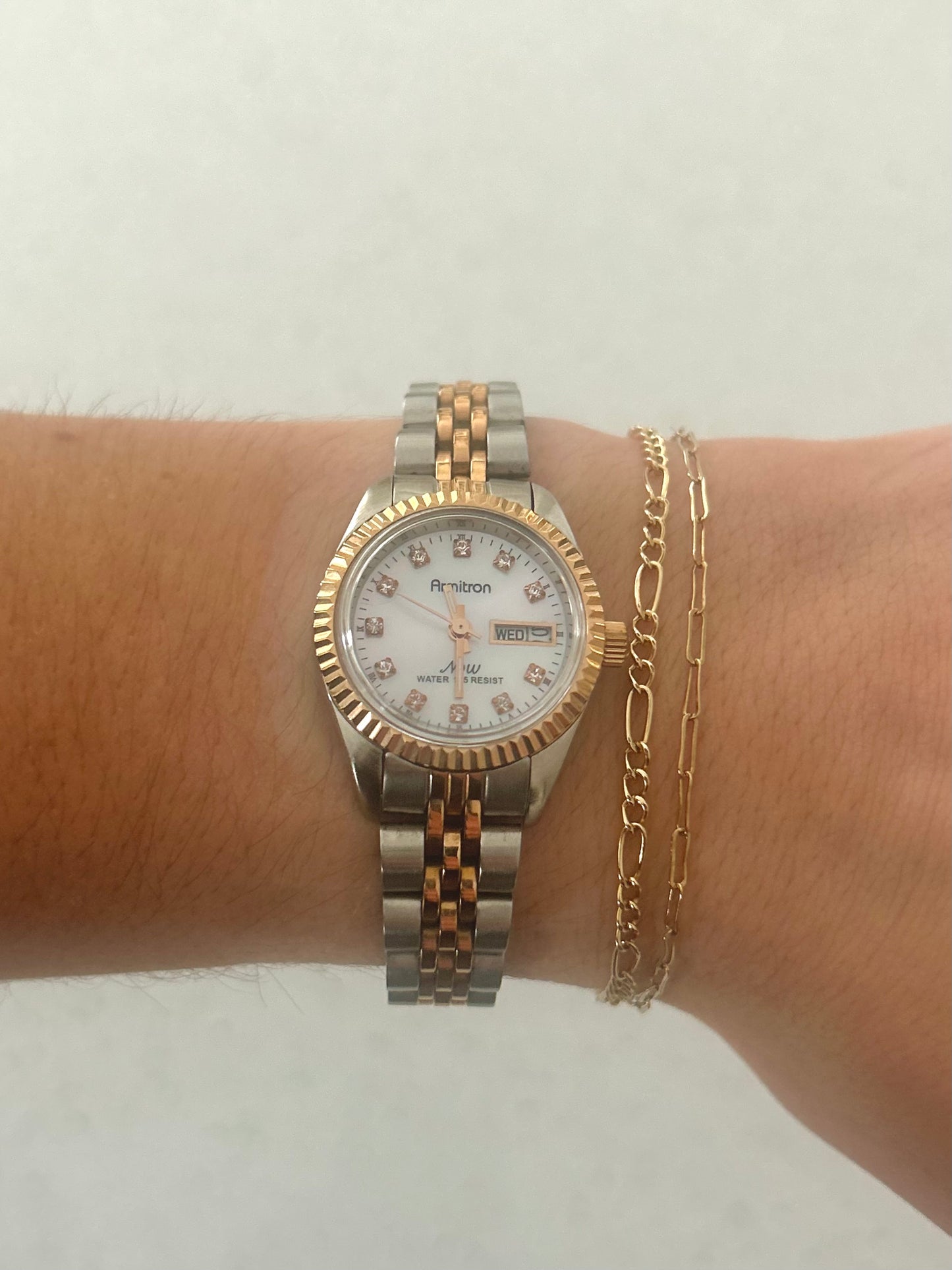 Armitron Gold & Silver Pearl Face Watch